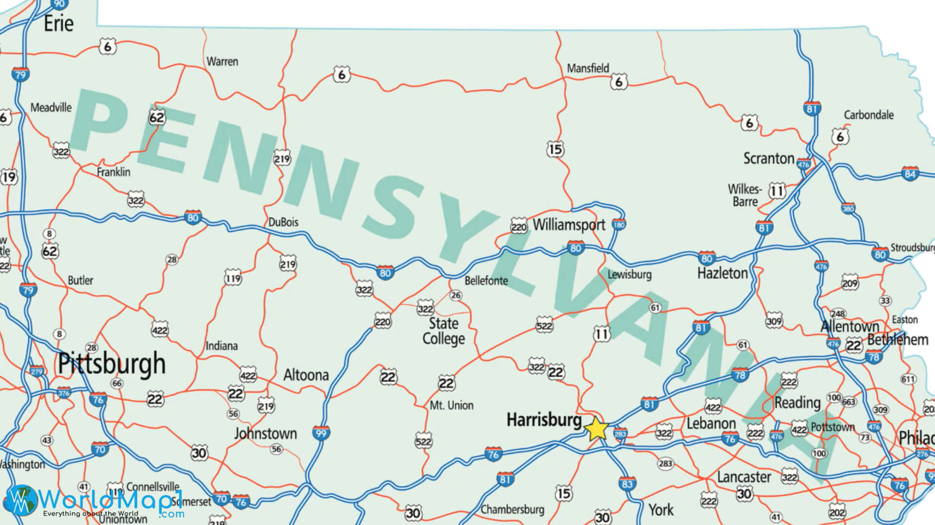 Pennsylvania Capital Map of Harrisburg